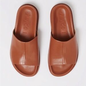 Aeyde Tan Leather Slide Sandals ADA NAPPA LEATHER BRANDY Sz 39